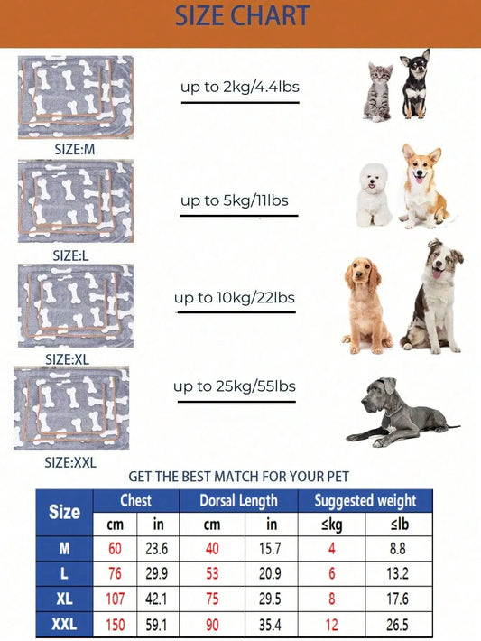 White Fleece Pet Blanket – Cozy Bone Print Dog & Cat Blanket for Small, Medium & Large Pets