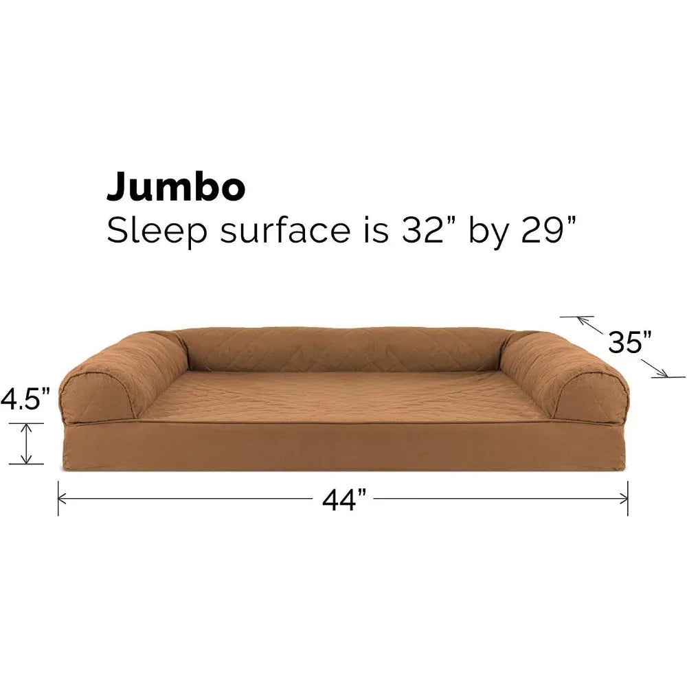 Orthopedic Sofa Dog Bed for Large Dogs – Removable Bolster & Washable Quilted Cover, Luxury Comfort up to 95 lbs
