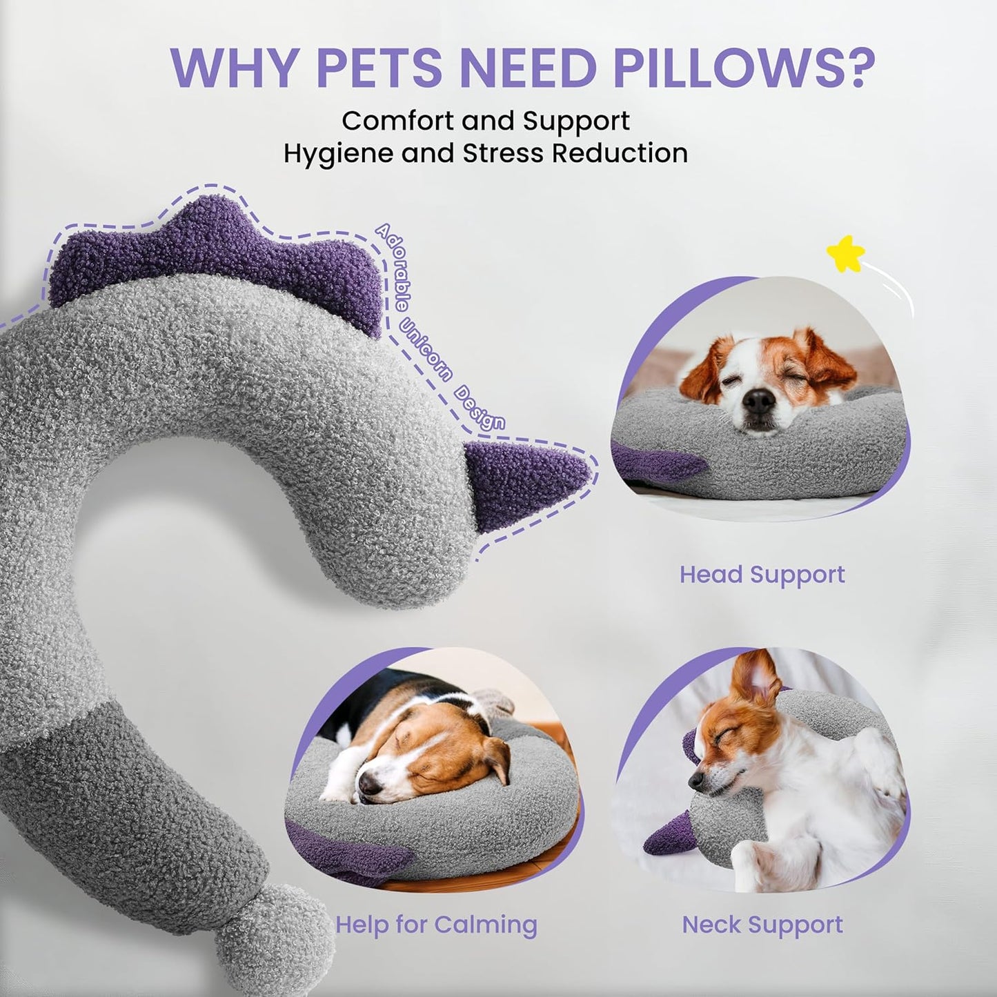 Dog Calming Pillow – Soft Washable Neck Pillow for Anxiety Relief & Better Sleep