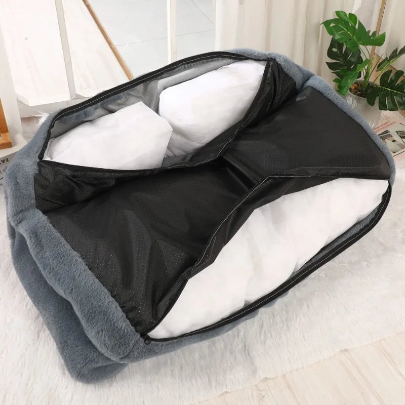 Luxury Plush Cat Bed Sofa – Winter Warm Orthopedic Pet Bed with Removable Washable Cover for Cats & Small Dogs
