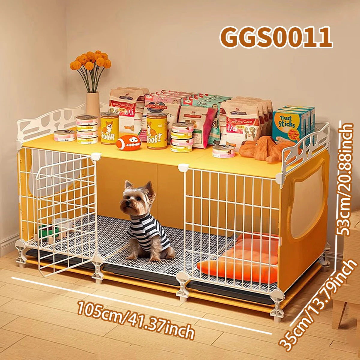 Dog Cage with Tray & Warm Bed – Small Dog Kennel for Pomeranian, Teddy, Bichon, with Separate Toilet for Autumn & Winter