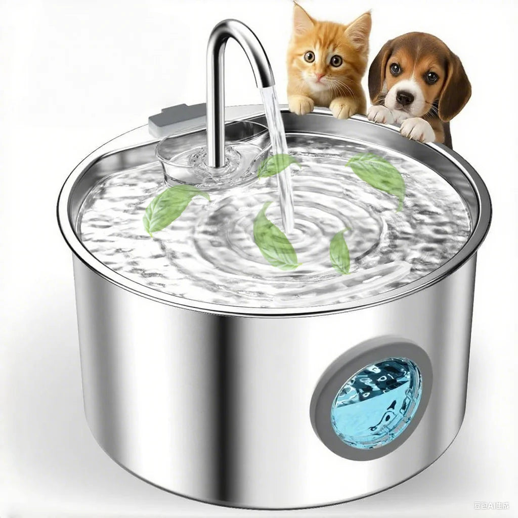 108oz Stainless Steel Cat Water Fountain – Automatic Pet Drinking Fountain with Replaceable Filters for Cats & Small Dogs